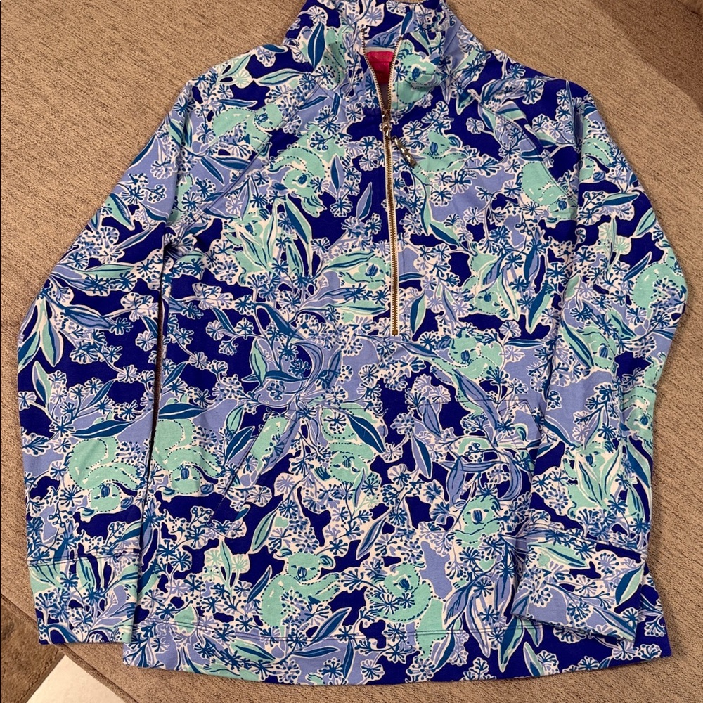 Lilly Pulitzer Blue and Green Floral Sweatshirt